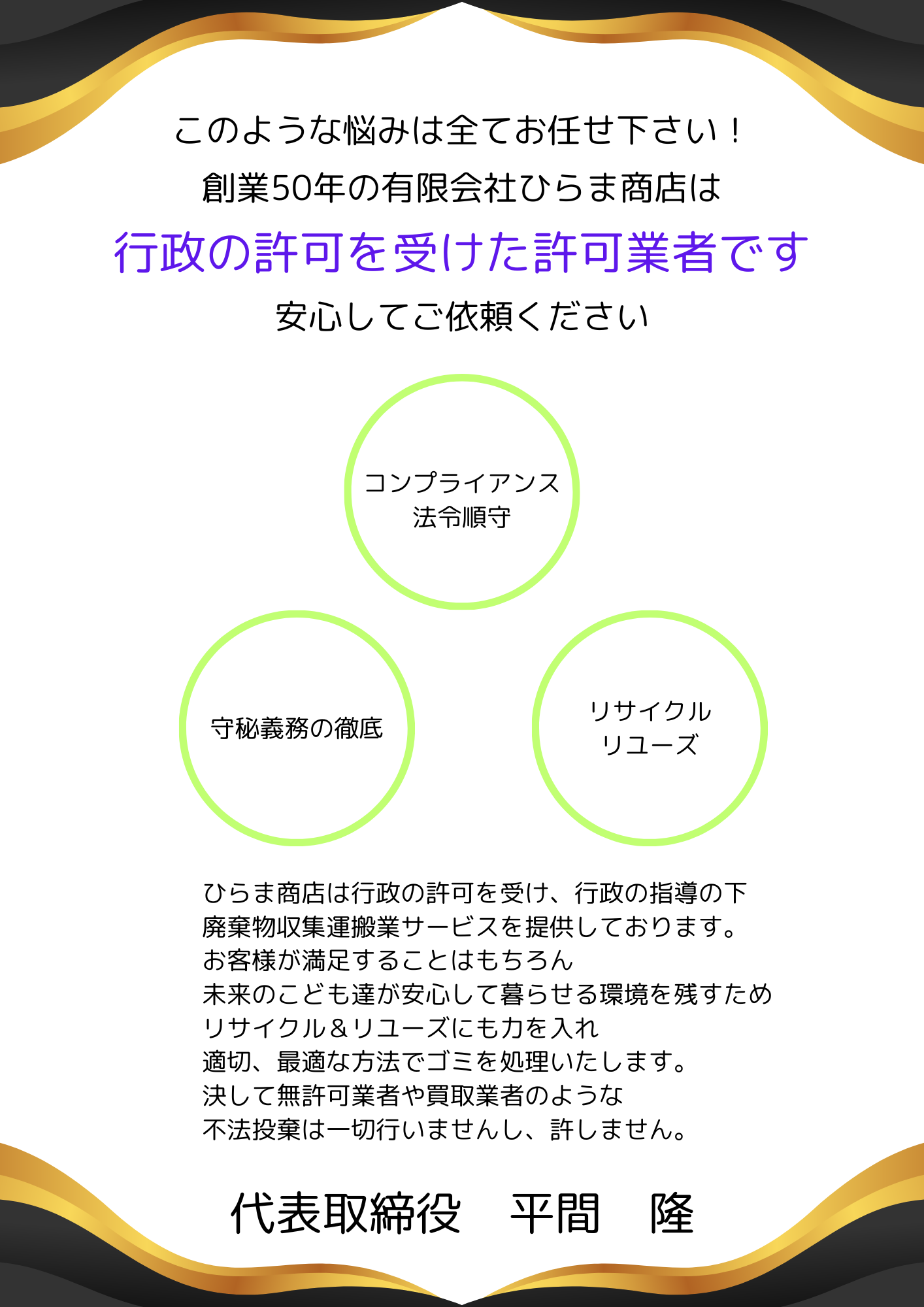 許可業者 許可証 法令順守 守秘義務